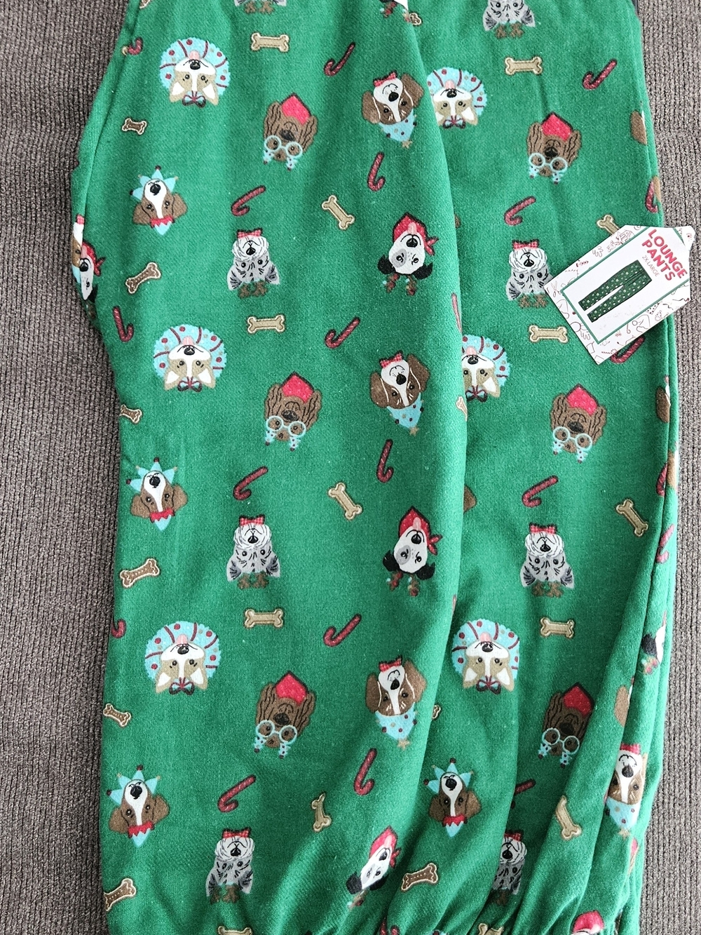 Adult 2XL Green Christmas Santa Holiday Dog Lounge Pants Pajamas Sleepwear NEW